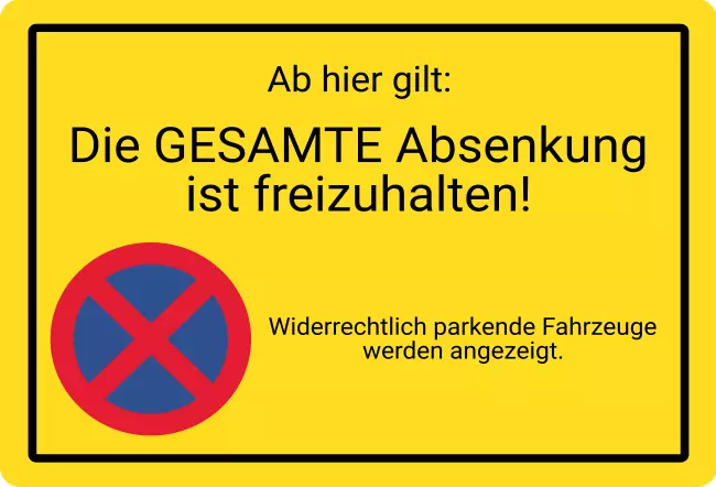 Parken verboten SchildParken - Verkehr Absenkung freihalten Bild