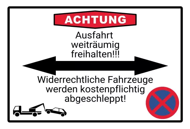 Parken verboten SchildParken - Verkehr Achtung Ausfahrt freihalten! Bild