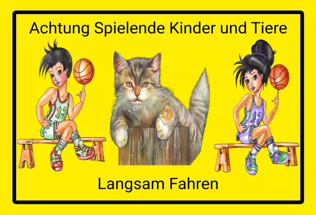 Parken verboten SchildParken - Verkehr Achtung Spielende Kinder und Tiere Bild