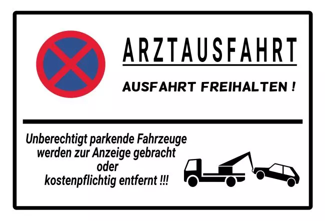Parken verboten SchildParken - Verkehr Arztausfahrt Bild
