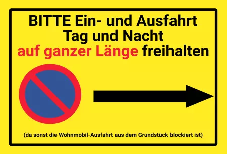 Parken verboten SchildParken - Verkehr ... auf ganzer Länge freihalten Bild
