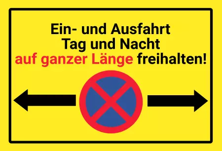 Parken verboten SchildParken - Verkehr Auf ganzer Länge freihalten Bild