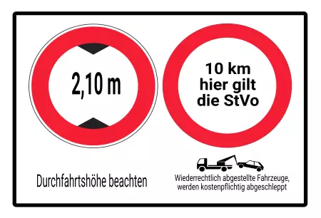 Parken verboten SchildParken - Verkehr Durchfahtshöhen beachten Bild