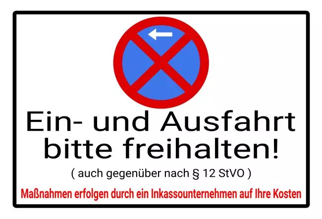 Parken verboten SchildParken - Verkehr Ein- und Ausfahrt Bild
