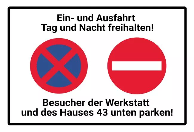 Parken verboten SchildParken - Verkehr Ein- und Ausfahrt Bild