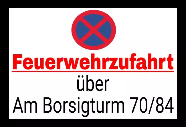 Parken verboten SchildParken - Verkehr Feuerwehrzufahrt Bild