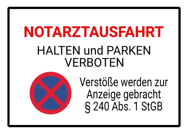 Parken verboten SchildParken - Verkehr Notarztausfahrt Bild