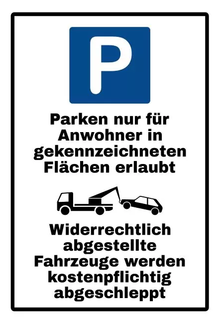 Parken verboten SchildParken - Verkehr Nur für Anwohner Bild