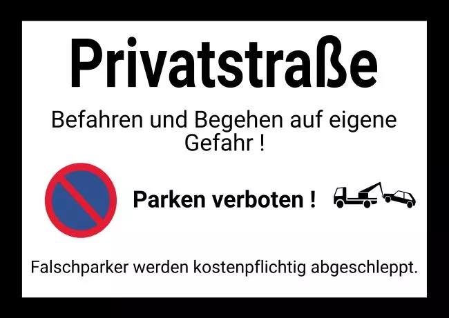 Parken verboten SchildParken - Verkehr Privatstraße Bild