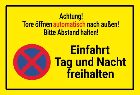 Parken verboten SchildParken - Verkehr Tore öffnen automatisch Bild